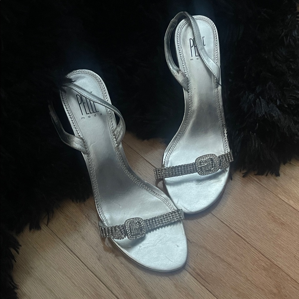 Pelle Moda Metallic Silver Heels